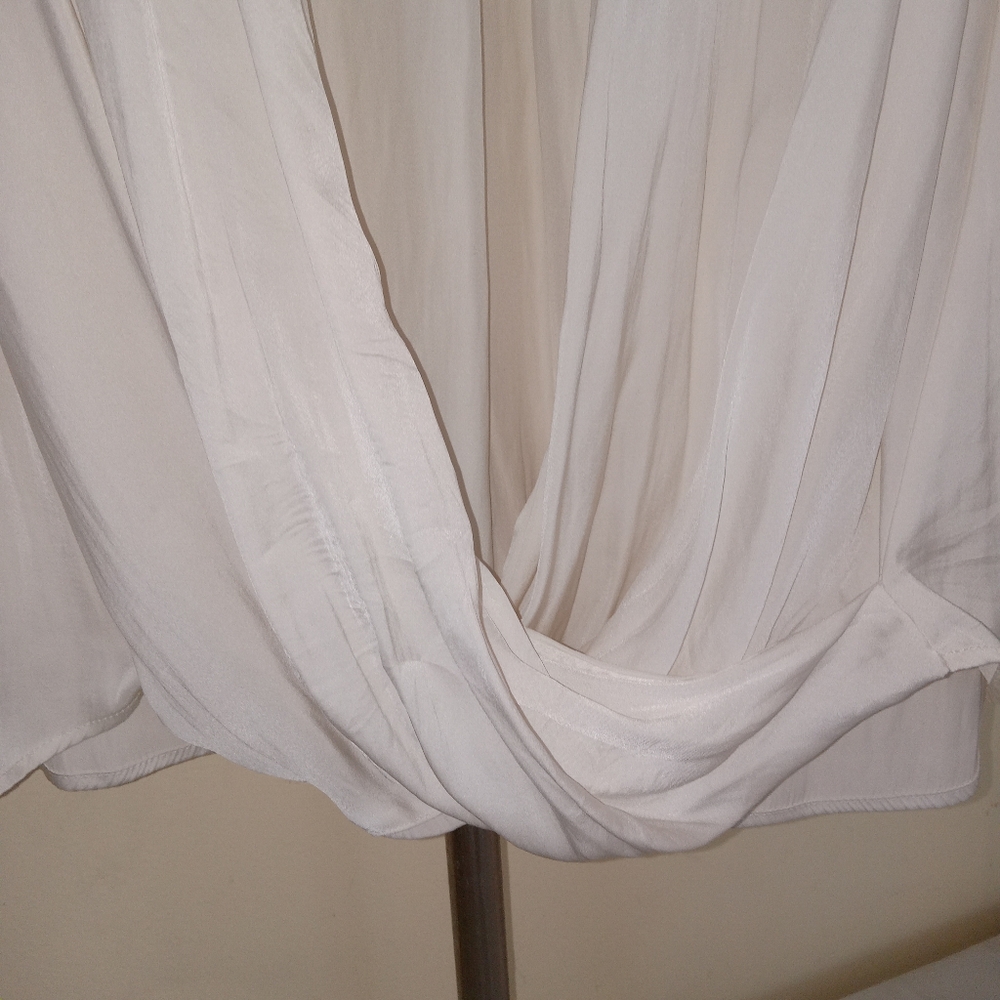 Torrid Cream Long Roll Tab Sleeve Faux Wrap Pullover 2 - Picture 3 of 9